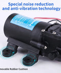 12V DC Fresh Water Pump With 2 Hose Clamps For Marine And Lawn Use showing noise reduction and anti-vibration features