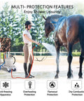 Horse being washed with 5L Portable Propane Tankless Water Heater for Outdoor Living, 1.32 GPM Flow, 34,000 BTU/hr, camouflage finish