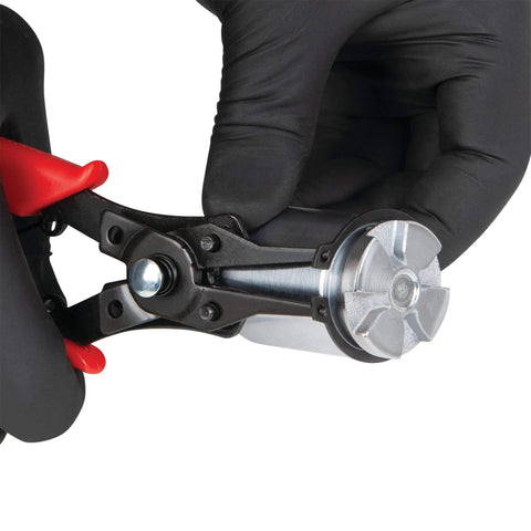 Go To Five Piece Interchangeable Jaw Snap Ring Plier Set With Straight 45 Degree And 90 Degree Angles For Internal And External Rings shown in use
