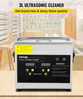 Pro Grade Heavy Duty 3 Liter Digital Ultrasonic Cleaning Bath With Adjustable Heater And Auto Timer for quick cleaning.