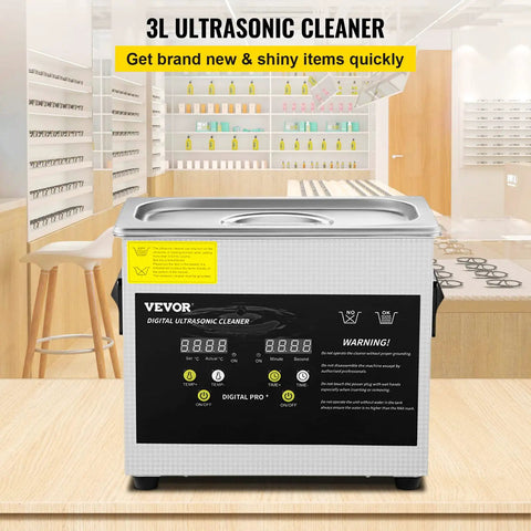 Pro Grade Heavy Duty 3 Liter Digital Ultrasonic Cleaning Bath With Adjustable Heater And Auto Timer for quick cleaning.