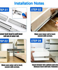 Installation steps for heavy duty full extension drawer slides with side mount rails for 300mm, 550mm, and 1200mm lengths.