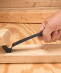 3 Piece Pry Bar Set With 5.5 Inch, 7.5 Inch And 10 Inch Nail Pullers in use, demonstrating high leverage for wood prying
