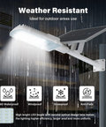 Beast Power 200W Solar Street Light Outdoor IP65 Waterproof Dusk To Dawn LED Lamp in rain showing durability benefits