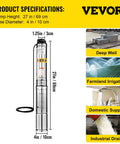 Half HP Submersible Well Pump With 164 Ft Head And 25.5 GPM Flow, Stainless Steel Deep Well Pump shown with usage applications