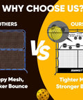 Comparison of Two In One Pickleball Rebounder Net With Kitchen Line System and a floppy mesh, showing mesh tension and bounce strength.
