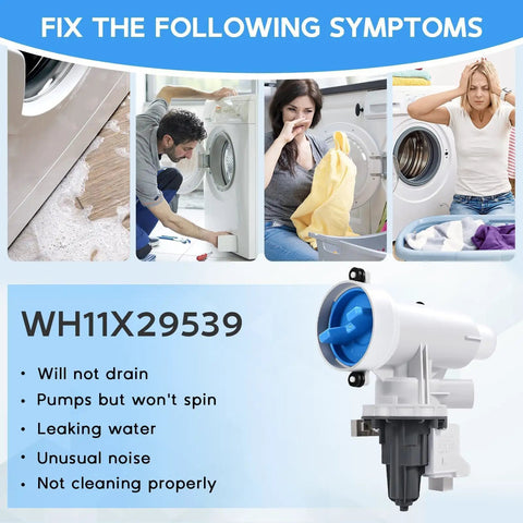 Upgraded Heavy Duty Washer Drain Pump Filter Assembly Direct Oem Swap For Ge Washing Machines Anti Backwater Seal with symptoms.