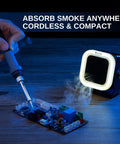 Hella Smooth Mini Solder Fume Extractor Featuring Three Speed Brushless Motor And Premium Activated Carbon Filter for smoke absorption while soldering.