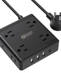 12 In 1 Power Strip With USB Ports For Home Office Dorm Travel And More, includes 8 AC outlets, flat plug, 5 ft cord, mountable