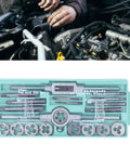 Zoeyilan 20 Piece Tap And Die Set Tool Steel Thread Repair Kit For Car Auto Body Diy Aluminum Cast Iron M3 To M12 Sizes With Storage Box, shown in case