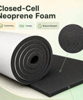Heavy Duty Neoprene Foam Sheet With Knockout Grip Adhesive Backing For Straight Up Tough Shock Absorption And Slick Weather Seal Cuts Clean To Fit Any Garage Or Workshop Setup Today, rolled and flat pieces showcasing flexible closed-cell design.