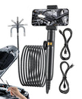 Badass Waterproof Industrial Borescope Camera Rocking A Flexible Articulating Tip For Sweet Real Time Views Of Gritty Pipes And Motors On Any No Sweat Weekend Gig, showing the camera and smartphone.