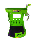 Front view of Xtreme Pro Series Backpack Blower Rack Version 3 with shielded locking system, UV powder coat finish, green steel frame