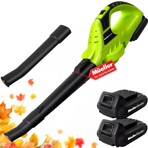UltraStorm Cordless Leaf Blower with Dual 20V Batteries for 2x Runtime, 140 MPH Brushless Motor, lightweight design, green color