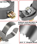 Close-up view of Heavy Duty Three Inch Cable Coupler Cutter Compatible With Ridgid K400 Drum and K50 Sectional Machines, showcasing steel blades.