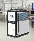 Heavy Duty Industrial Water Chiller Featuring Rapid Air Cooled Setup And Slick Temperature Regulation With Six Horsepower Auto Pump And Stainless Steel Reservoir Tank in production facility.