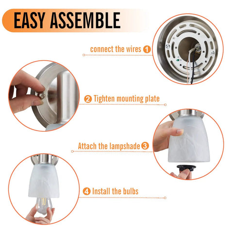 Easy assembly guide for Turn Up The Vibe With This Set Of Two Modern Wall Sconces Brushed Nickel Vanity Lights.