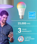 Color Changing WiFi Smart Light Bulb No Hub Needed A19 RGB LED Bulb Compatible With Alexa And Google Home Control With App Or Voice