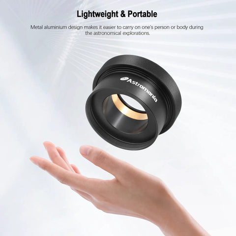 2 Inch To 1.25 Inch Eyepiece Adapter For Telescopes Twist Lock Metal Construction held above open hand