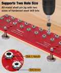 All-In-One Shelf Pin Drilling Jig With 11 Holes, Aluminum Alloy Self-Contained Clamp, Includes One Quarter Inch And Five Millimeter Drill Bits
