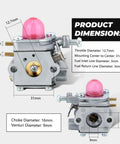 Carburetor Replacement For Troy-Bilt TB22 TB21EC TB22EC TB32EC TB42EC TB80EC TB2040XP with dimensions and parts labeled.
