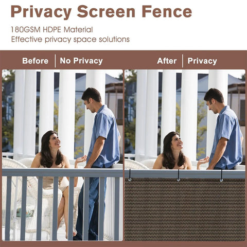 Comparison showing Brown Balcony Privacy Screen 3x10 Feet Heavy Duty Wind Screen For Outdoor Patio Deck Fence Backyard Privacy Net For Apartments