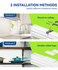 Linkable LED Under Cabinet And Closet Light Bar 2ft 9W 800 Lumens 5000K Daylight Bright Plug And Play 3 Pack installation methods