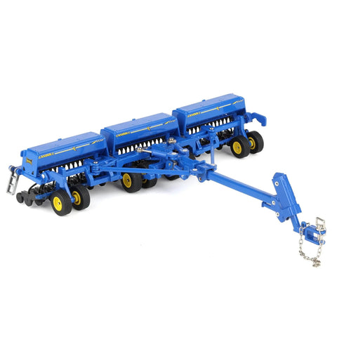 Realistic Dope One Sixty Four Scale Landoll 5532-30 Grain Drill Model Replica with diecast body and rubber wheels in blue