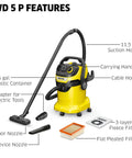 WD 5 P Shop Vacuum 6.6 Gal Wet Dry Vacuum Cleaner With 33 Ft Reach, Heavy Duty Blower, Floor Nuzzle, Nozzles, Filters and Hose
