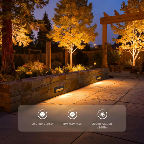 Dope Low Voltage LED Step Lights Outdoor Dimmable 3W 4W 5W With 5 CCT 12-24V AC DC Landscape Stair Risers 9 Inch exterior lighting