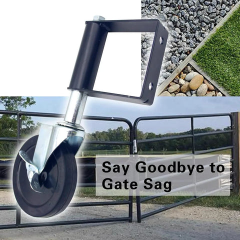 Heavy Duty Gate Caster With Built In Spring For Wooden Gates And Fences, Swivel Wheel, 250 Lbs Load Capacity, 4 Inch Rubber Wheel