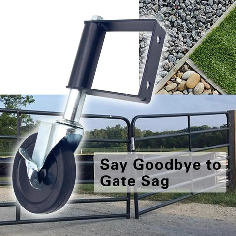 Heavy Duty Spring Loaded Gate Casters, 4 Inch rubber swivel wheel with mount for smooth gate operation and support.