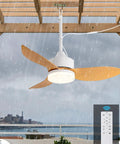 Outdoor Plug In Gazebo Ceiling Fan With Light And Hook IP65 Waterproof Wet Rated Patio Ceiling Fan in Wood Grain Finish 22 Inch
