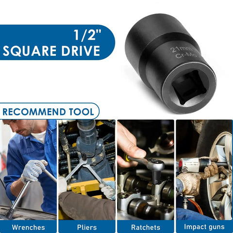 Lug Nut Removal Tool Set 10 Piece Lug Nut Extractor Kit Half Inch Drive for damaged frozen studs and rusted bolts.