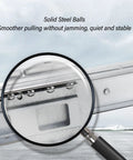 Magnified view of Heavy Duty Undermount Drawer Slides With Full Extension for cabinets, highlighting solid steel balls for smooth glide.