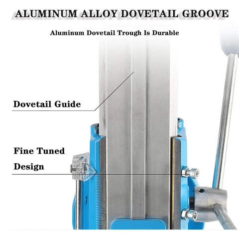 Aluminum alloy dovetail groove showcasing detailed guide design for precise alignment on Heavy-Duty Drill Press Stand.