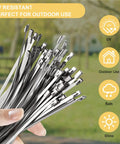 Close-up of Heavy Duty Boss Grade Metal Zip Ties 15.8 Inch 304 Stainless Steel 270 Lbs Tensile Strength for outdoor use