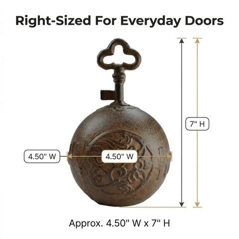 Heavy Duty Cast Iron Door Stop With Ball And Key Design, 4 Lb Weighted Door Holder For Home Office Kitchen And Patio