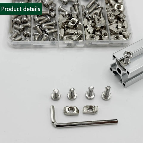 Rock Solid M6 T Slot Bolts And Nuts Hardware Bundle For 3030 3060 Aluminum Extrusion Rails with wrench and sorted fasteners