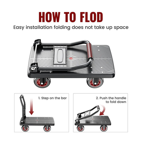 Folding instructions for Beefed Up Foldable Push Cart Dolly With 800 Lbs Capacity Moving Platform Hand Truck