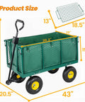 4-In-1 Steel Utility Cart With 880 Lb Capacity, Heavy Duty Dump Wagon With 15.5 Inch Extra-High Sides, 10 Inch All-Terrain Tires
