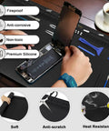 Person using Extra Large Soldering Mat 27.6 Inches By 15.7 Inches With ESD Wrist Strap Grounding Kit 932 Degree Fahrenheit.
