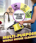 No Stress Deep Clean Handheld Steam Cleaner With 1200 Watt Fast Heat And Ten Tough Attachments For Household Jobs cleaning kitchen sink.