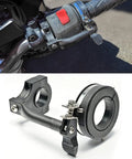 Universal Cruise Control Throttle Lock for Motorcycles attached to black handlebar
