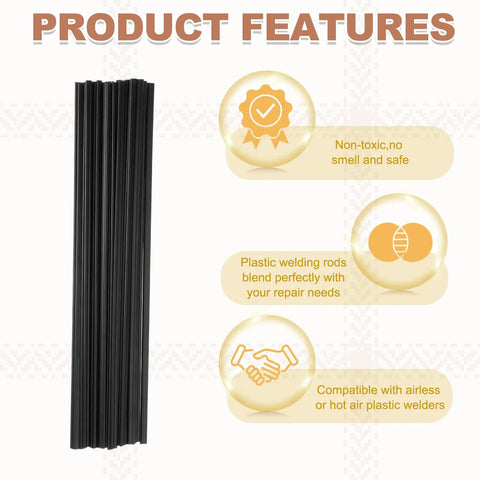 10 Inch ABS Plastic Welding Rods Pack Of 30 Double Strand Round Black Dia 5mm Sticks For Plastic Welder Ideal For Auto Bumpers