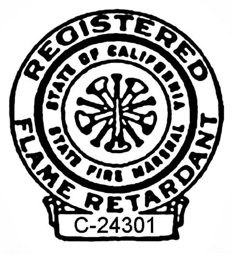 Seal showing registration for flame-retardant certification, related to Clear Fire Retardant Spray For Interior Woodwork And Paper Surfaces Ready To Use Quart 32 Ounce Covers About 75 Square Feet And Is Certified To CDPH EHLB Standard For Low Emissive Coatings So Your Project Stays Safer.