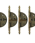 Top Shelf Real Deal Zinc Alloy Hinges For Cabinets And Wardrobes Large Size Antique Bronze Finish four piece set close-up view.