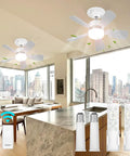17.5 Inch Socket Fan Light With Remote, 25W LED Ceiling Fan, 1600 Lumens installed in spacious living room and kitchen