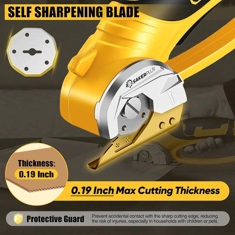 Cordless Electric Scissors For Cardboard And Box Cutting With Safety Lock And LED Light 4V featuring self-sharpening blade