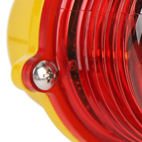 Close-up of Ultra Bright LED Obstruction Warning Light For Boats, Towers, And Cranes, Weatherproof IP68 Obstacle Beacon lens.